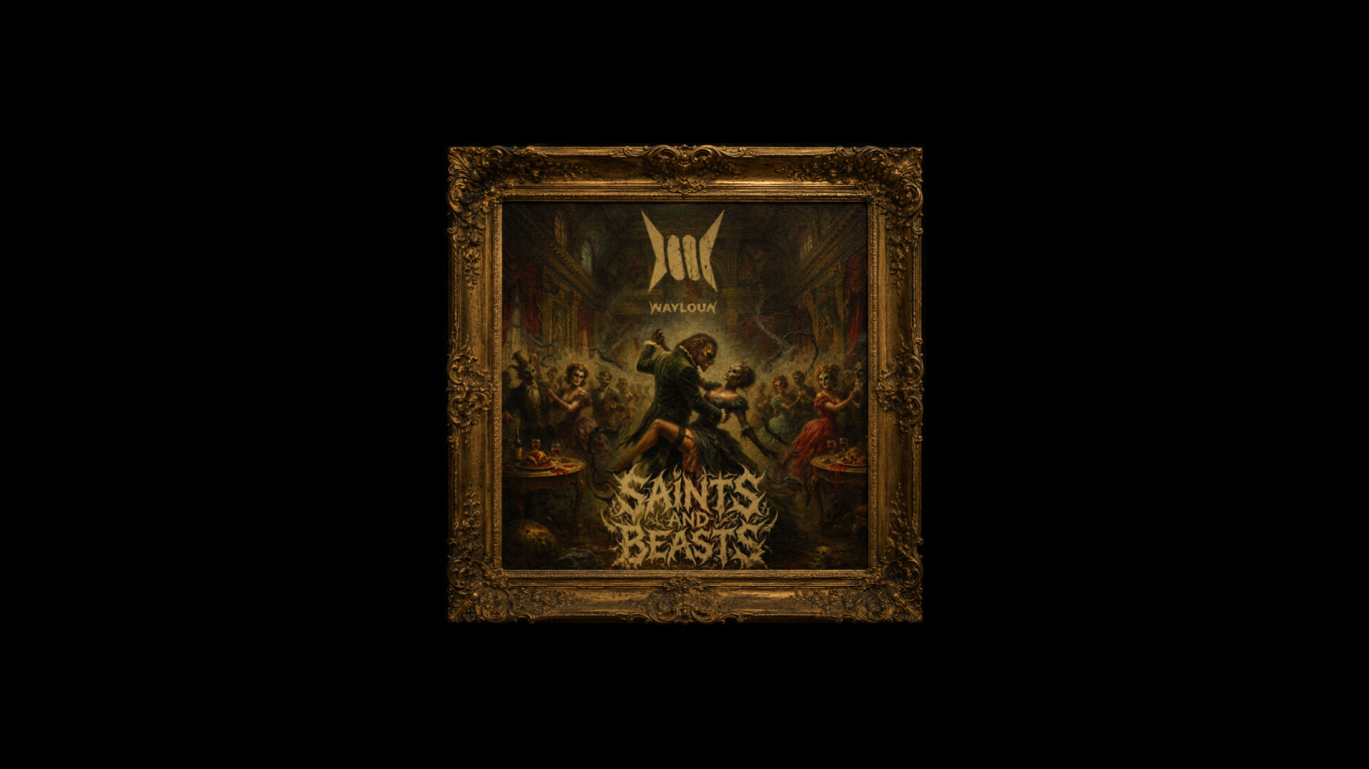 Wayloun Saints and Beasts cover art - victorian frame- black background